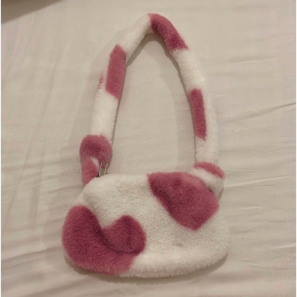 Pink Hearts Fuzzy Bag